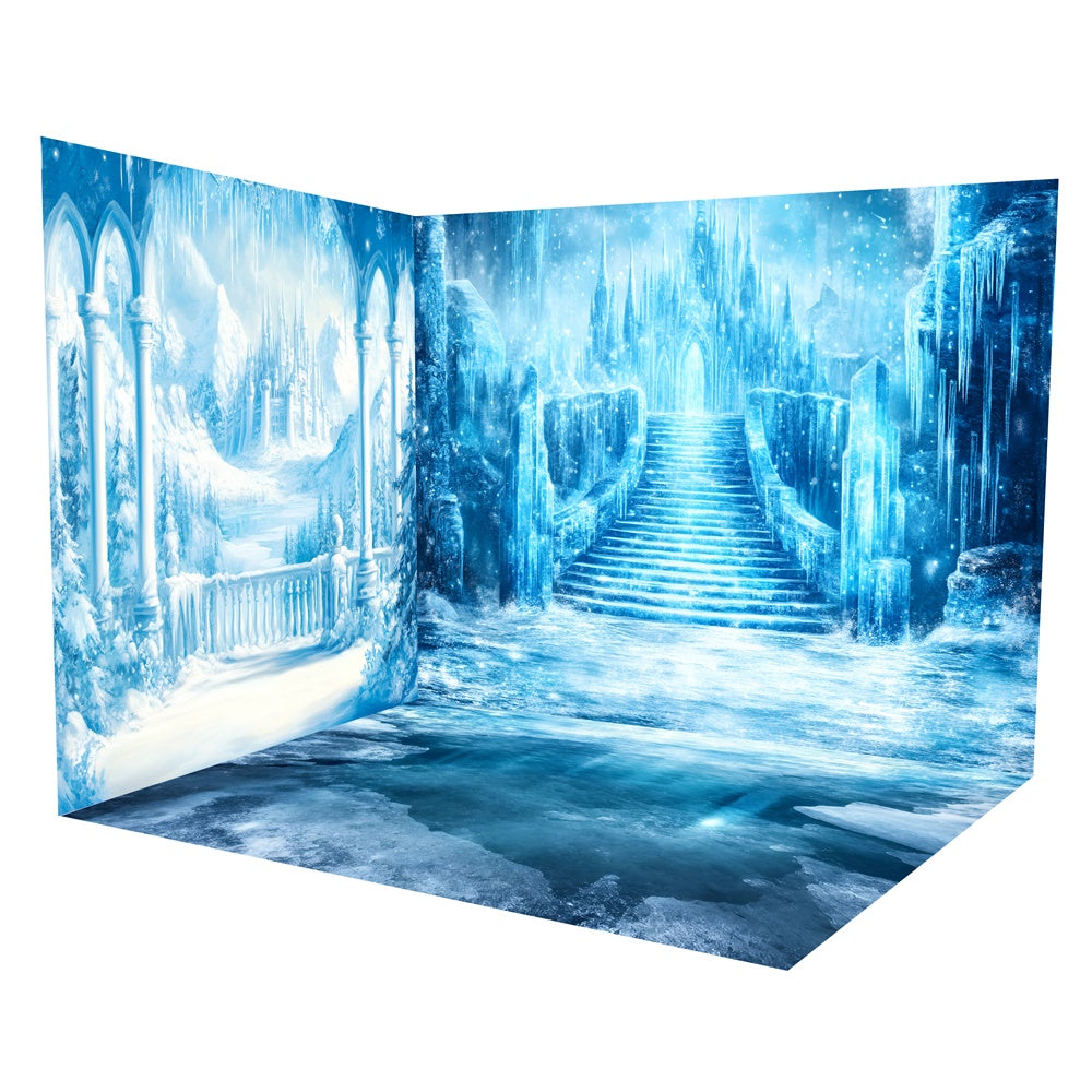 Winter Castle Backdrop Frozen Crystal Palace Backdrop Room Set UK TWW57-90