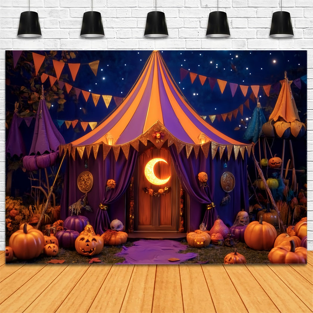 Halloween Circus Backdrop Pumpkin Crescent Moon Tent Circus Backdrop UK TWW59-1