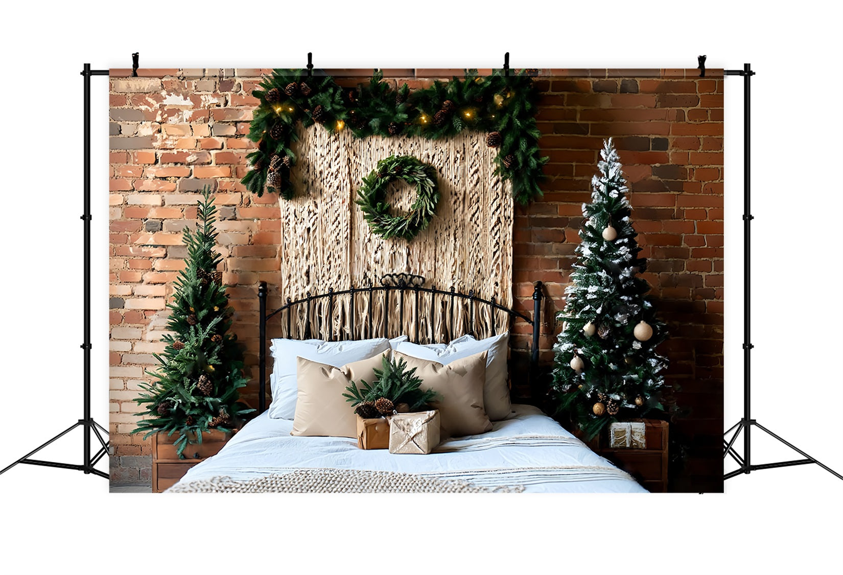 Headboard Backdrop Macrame Rustic Bed Christmas Backdrop for Photos UK TWW59-103