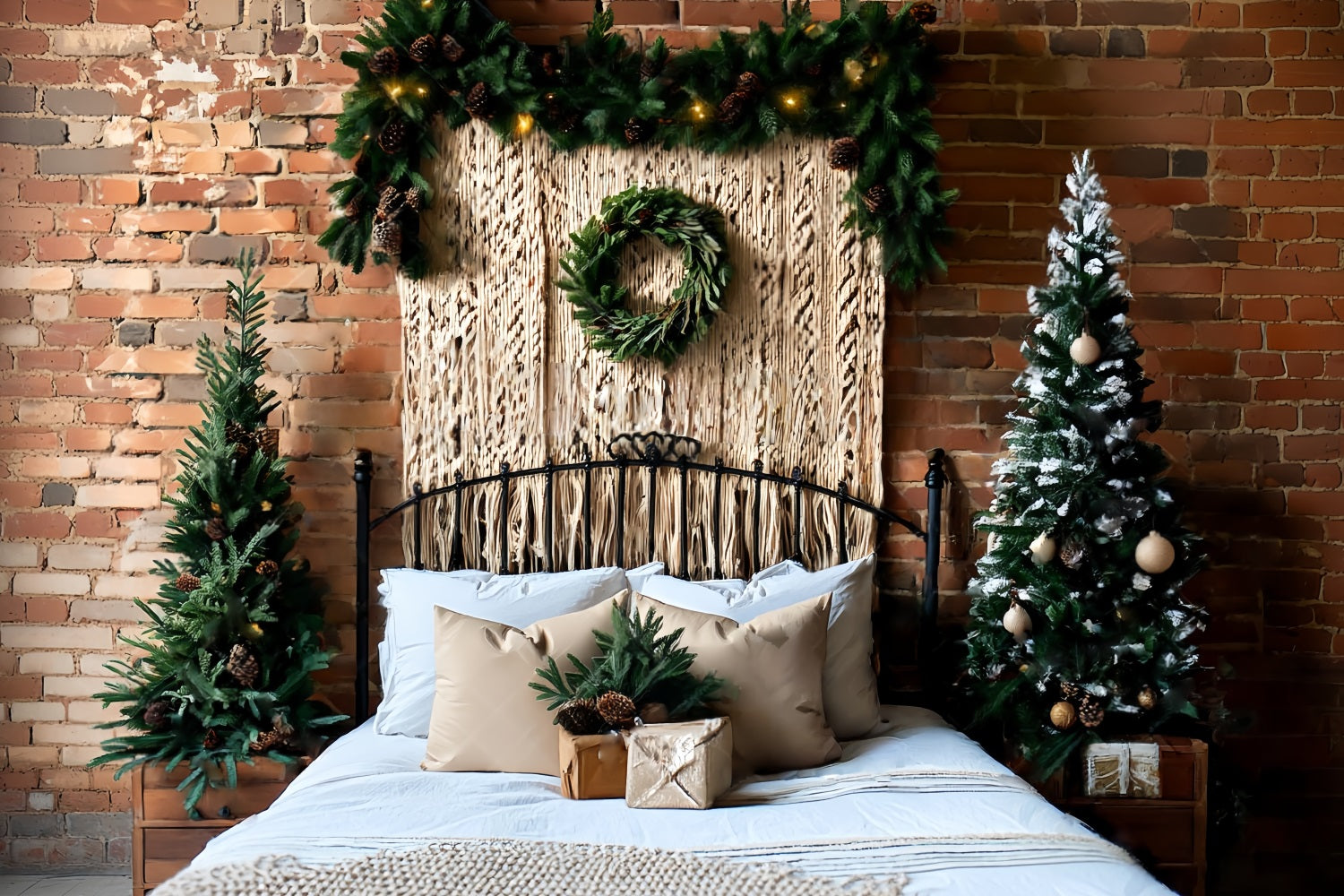 Headboard Backdrop Macrame Rustic Bed Christmas Backdrop for Photos UK TWW59-103