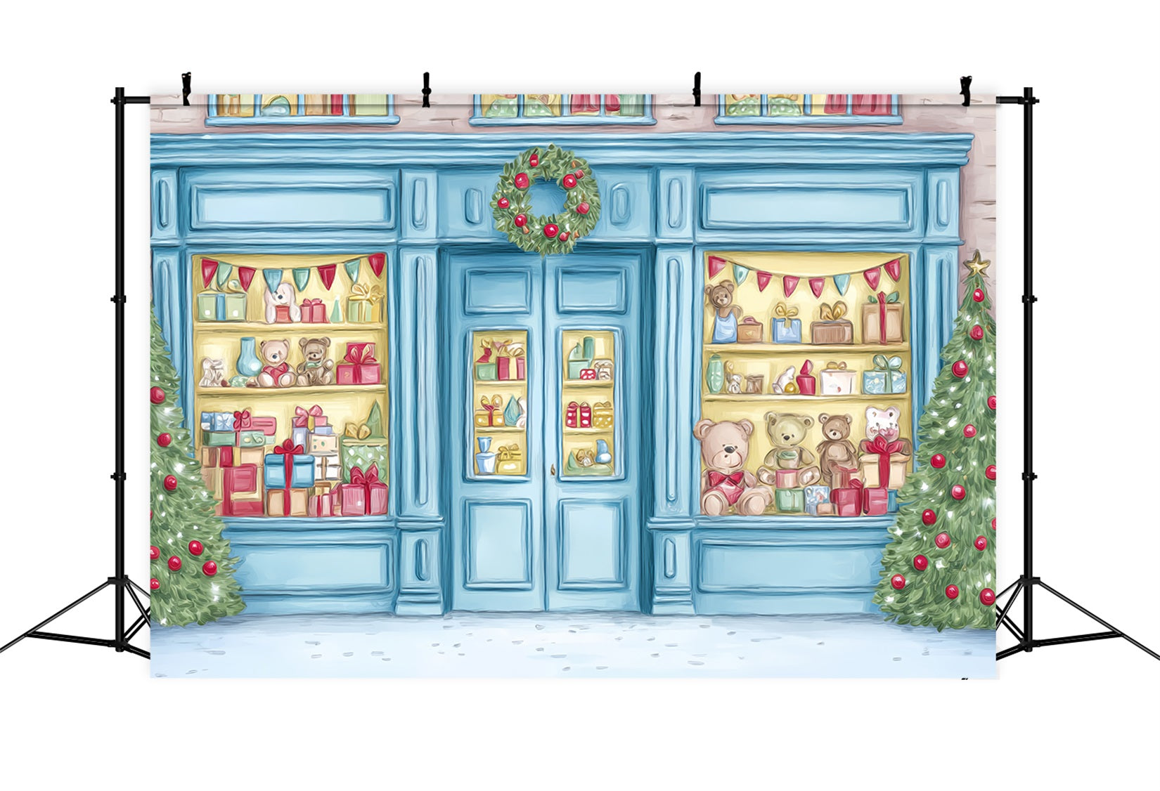 Toy Store Backdrop Toy Storefront Teddy Bears Display Christmas Backdrop UK TWW59-105