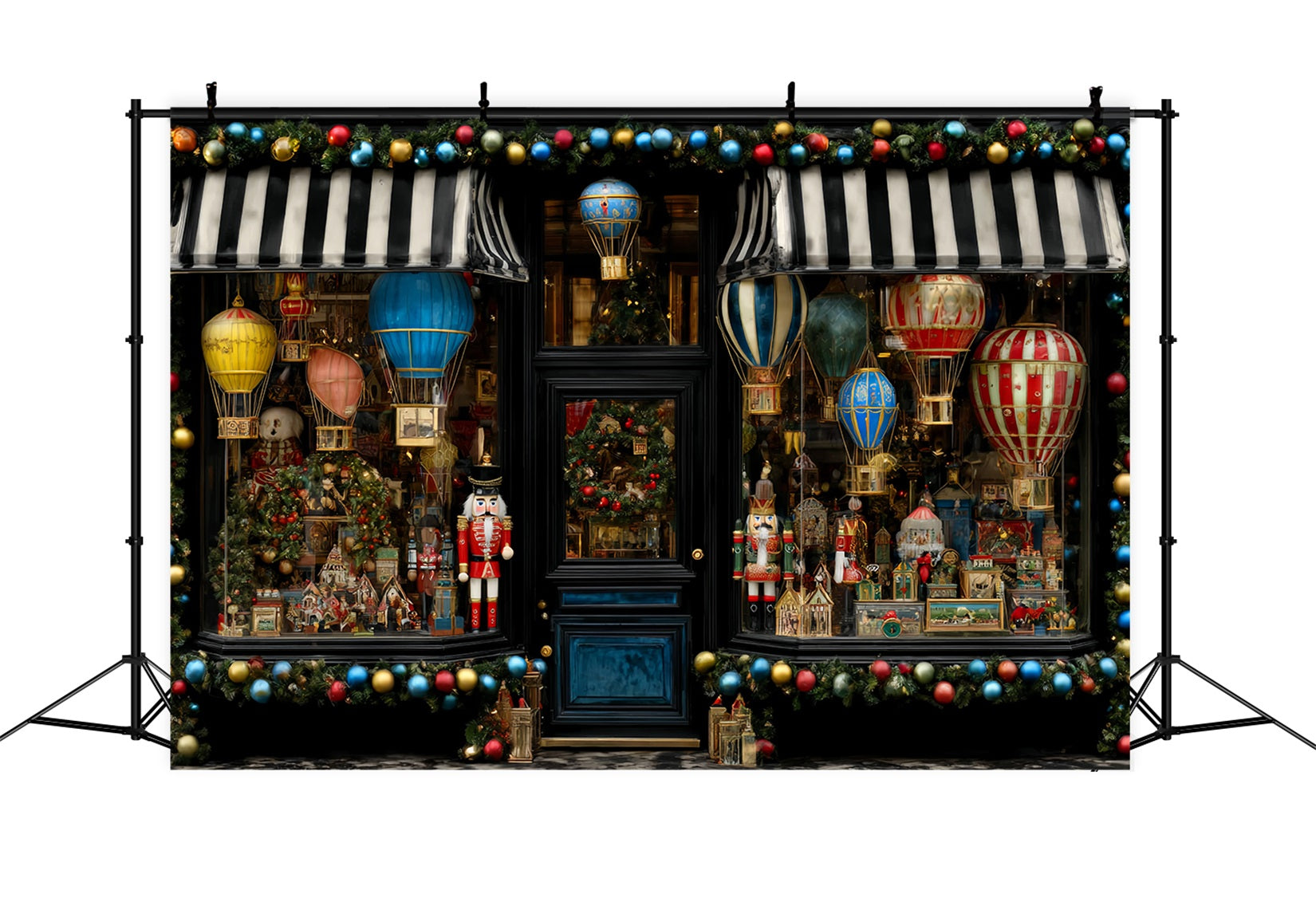 Toy Store Backdrop Nutcracker Hot Air Balloon Display Christmas Photo Backdrop UK TWW59-107