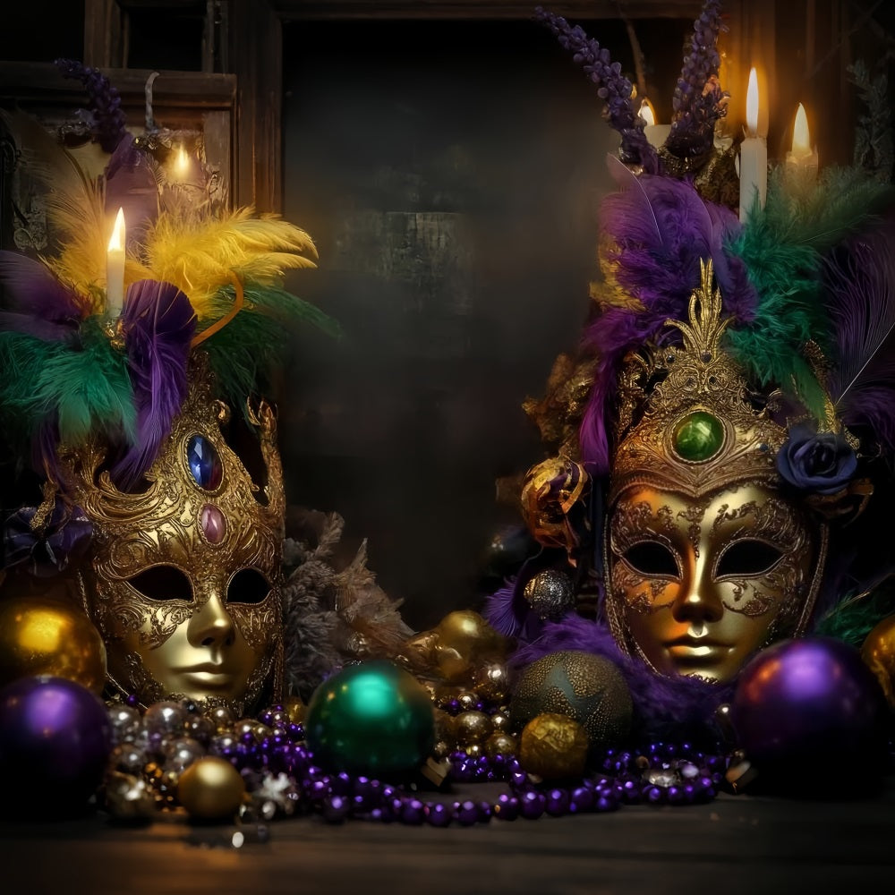 Mask Carnival Backdrop Golden Feathered Masquerade Carnival Backdrop UK TWW59-11