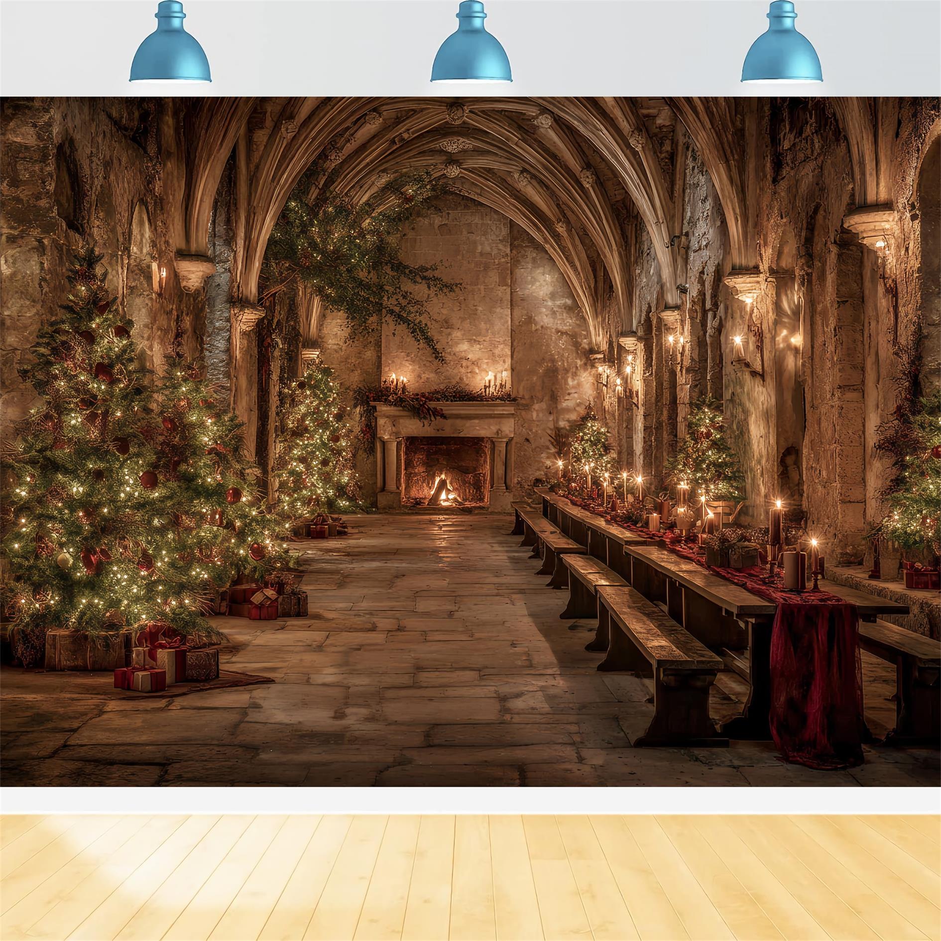 Church Backdrop Medieval Banquet Hall Christmas Professional Christmas Backdrops UK TWW59-112