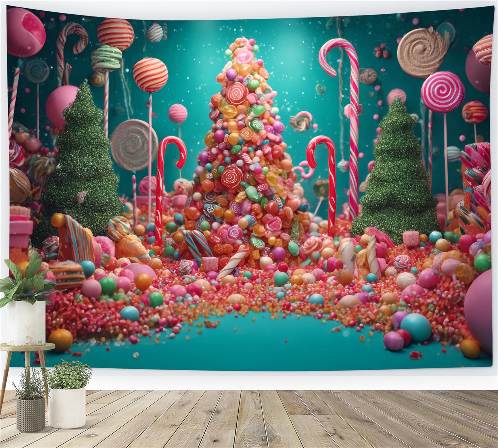 Candyland Backdrop Candy Wonderland Christmas Tree Christmas Backdrop UK TWW59-126