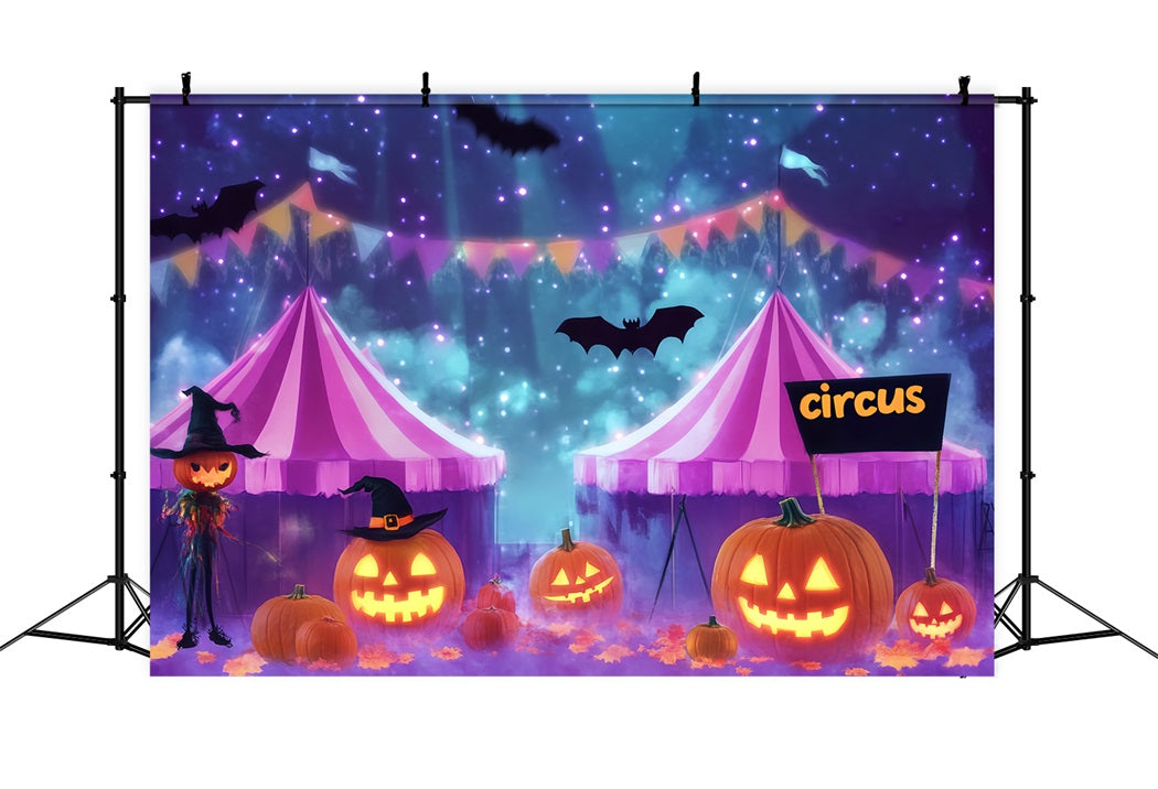 Halloween Circus Backdrop Pumpkin Witch Haunted Night Carnival Backdrop UK TWW59-13
