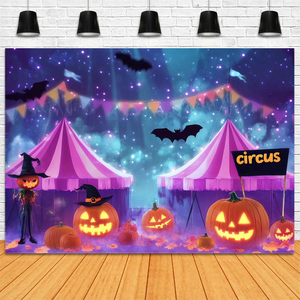 Halloween Circus Backdrop Pumpkin Witch Haunted Night Carnival Backdrop UK TWW59-13