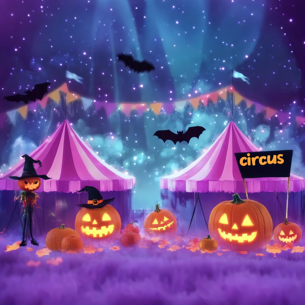 Halloween Circus Backdrop Pumpkin Witch Haunted Night Carnival Backdrop UK TWW59-13