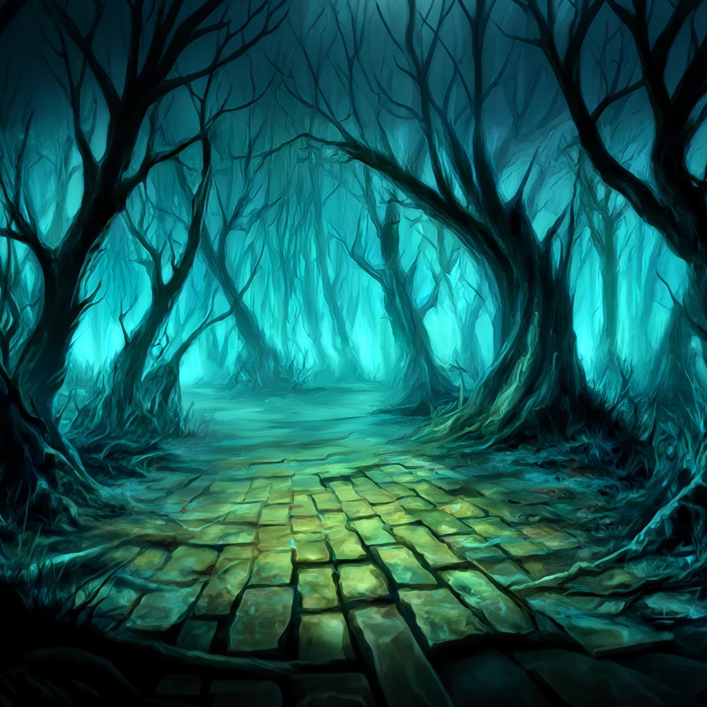 Haunted Forest Backdrop Twisted Trees Mystic Path Spooky Forest Backdrop UK TWW59-136