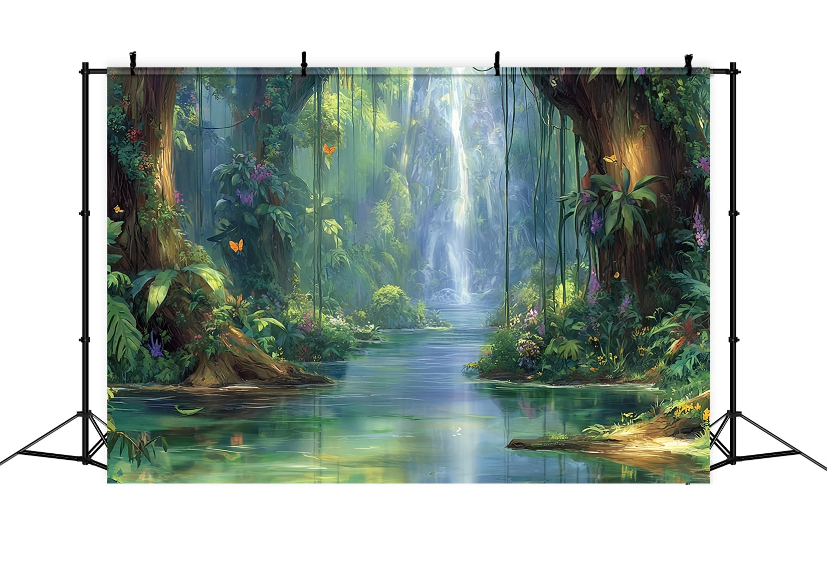 Rainforest Backdrop Enchanted Waterfall Jungle Paradise Fantasy Forest Backdrop UK TWW59-137