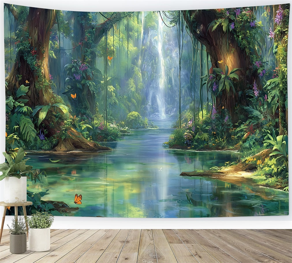 Rainforest Backdrop Enchanted Waterfall Jungle Paradise Fantasy Forest Backdrop UK TWW59-137