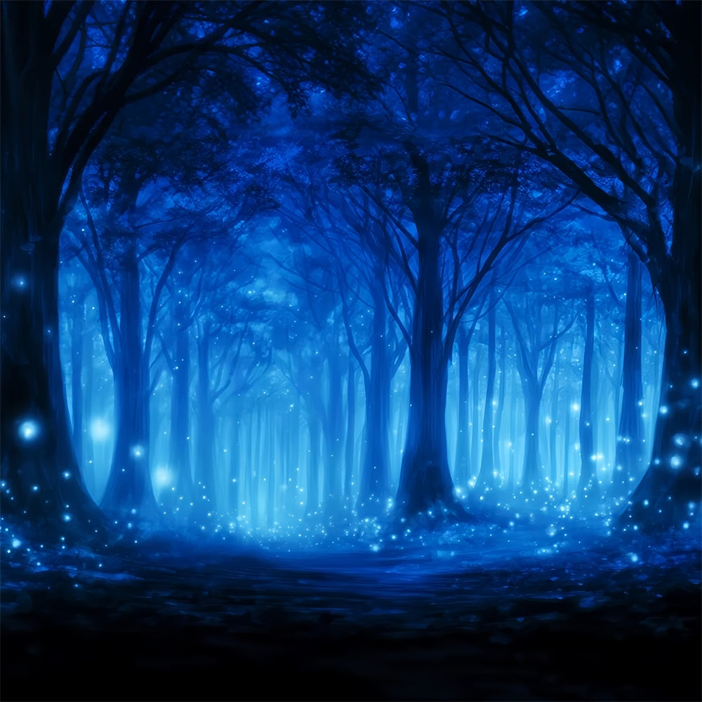 Dark Forest Backdrop Blue Enchanted Firefly Woods Night Forest Backdrop UK TWW59-140