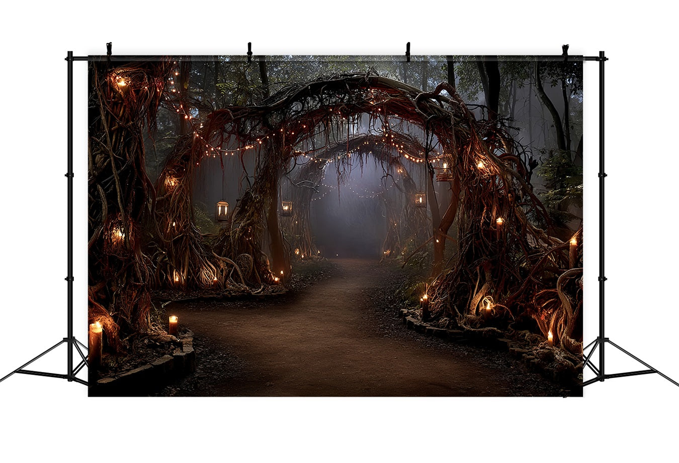 Creepy Forest Backdrop Lantern Path Twisted Roots Dark Forest Backdrop UK TWW59-141