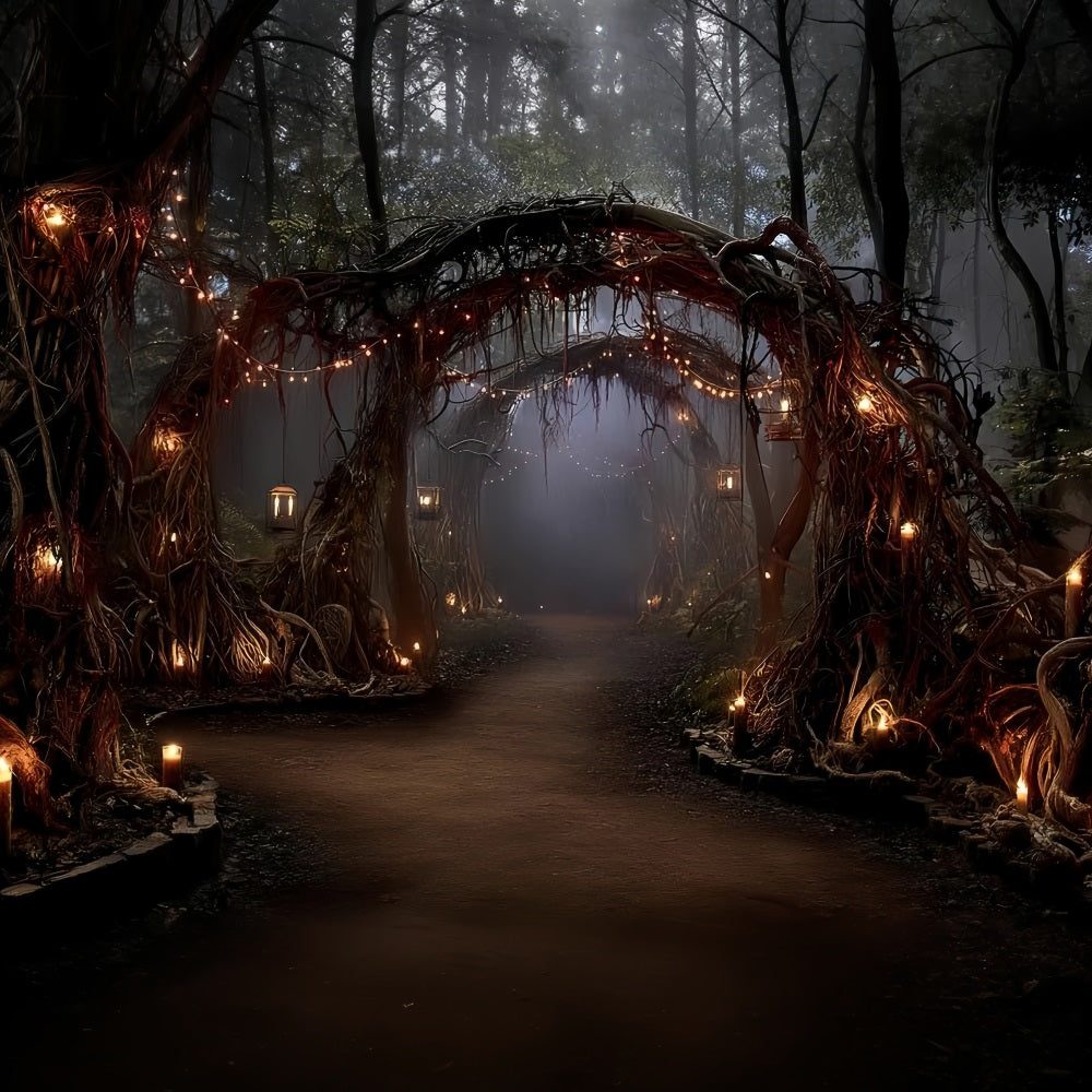 Creepy Forest Backdrop Lantern Path Twisted Roots Dark Forest Backdrop UK TWW59-141