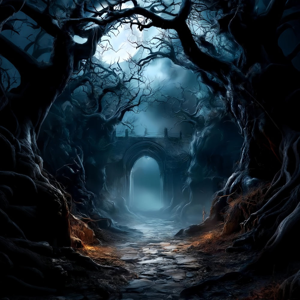 Spooky Forest Backdrop Haunted Archway Moonlit Path Dark Forest Backdrop UK TWW59-144