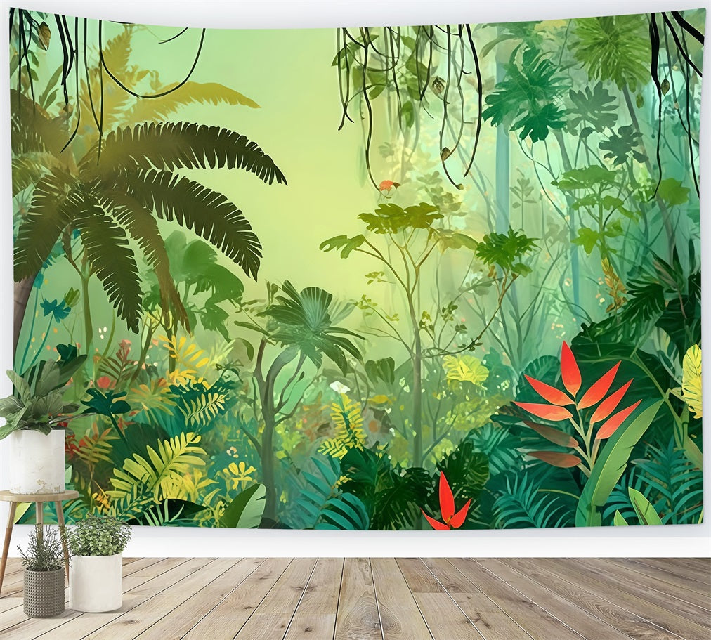 Rainforest Backdrop Tropical Jungle Foliage Paradise Forest Photography Backdrop UK TWW59-146