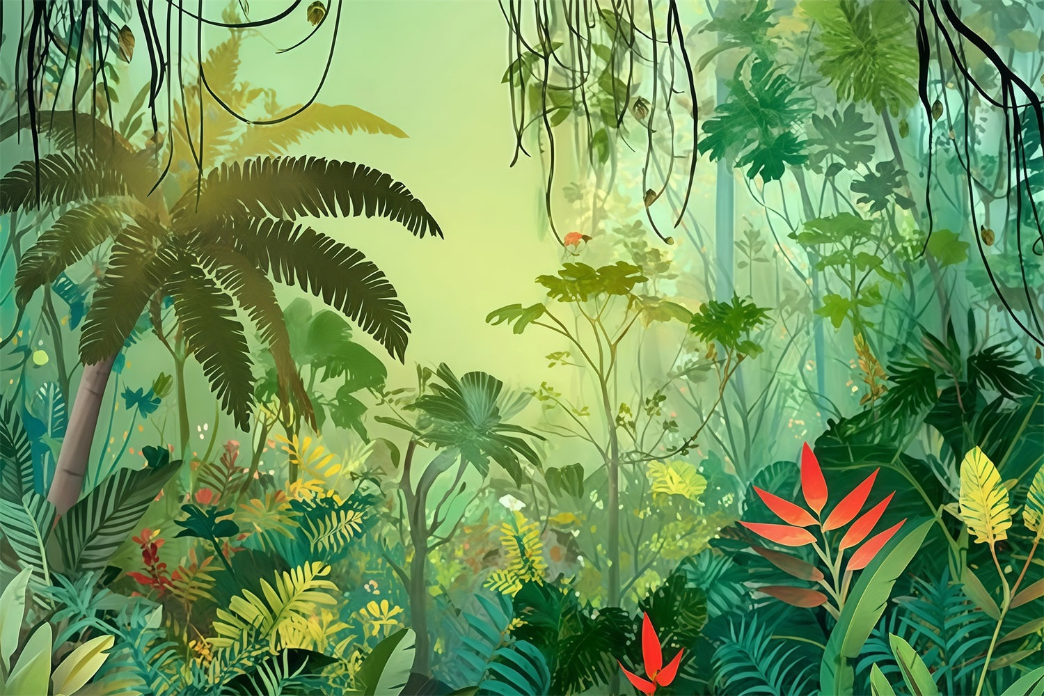 Rainforest Backdrop Tropical Jungle Foliage Paradise Forest Photography Backdrop UK TWW59-146