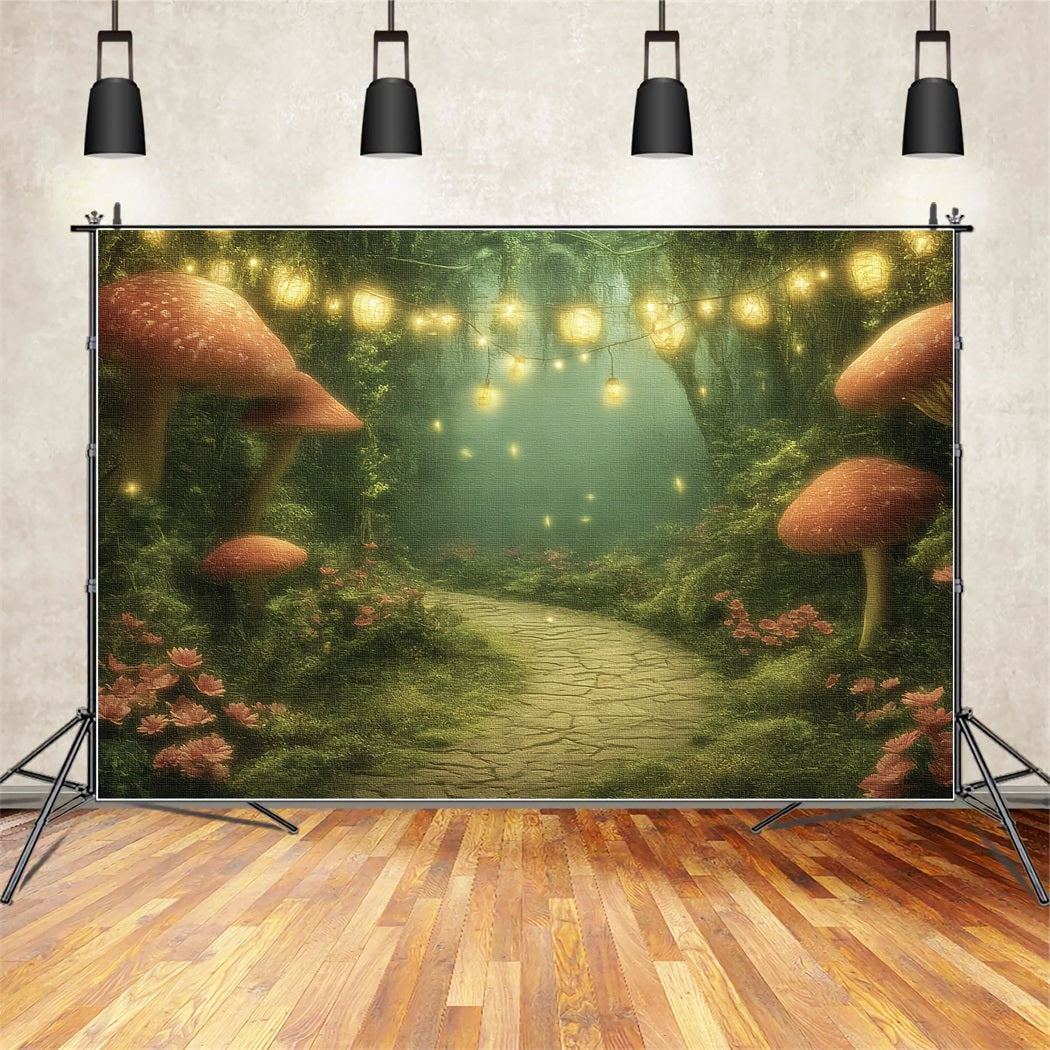 Fairy Forest Backdrop Lantern Mushroom Trail Enchanted Forest Backdrop UK TWW59-151