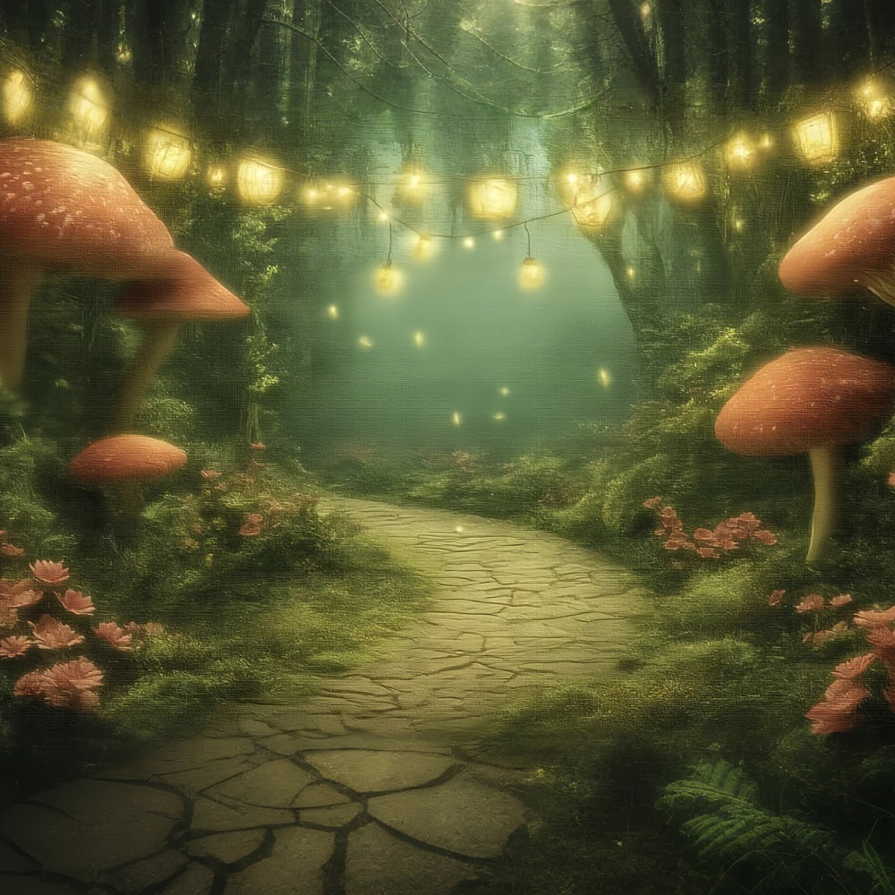 Fairy Forest Backdrop Lantern Mushroom Trail Enchanted Forest Backdrop UK TWW59-151