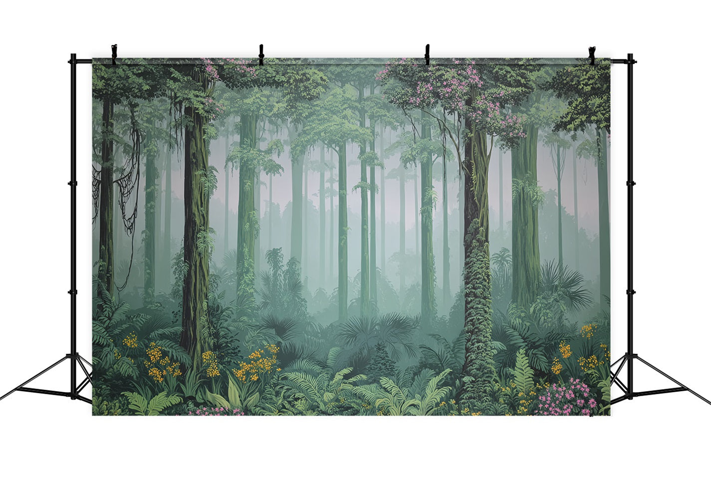 Rainforest Backdrop Misty Jungle Tropical Greens Forest Photo Backdrop UK TWW59-152