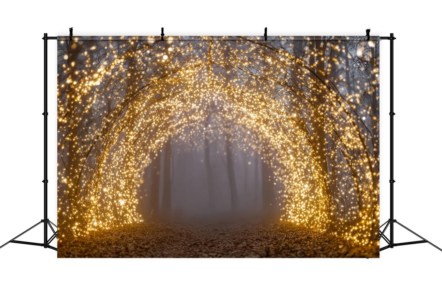 Night Forest Backdrop Golden Lights Enchanted Arch Fantasy Forest Backdrop UK TWW59-154