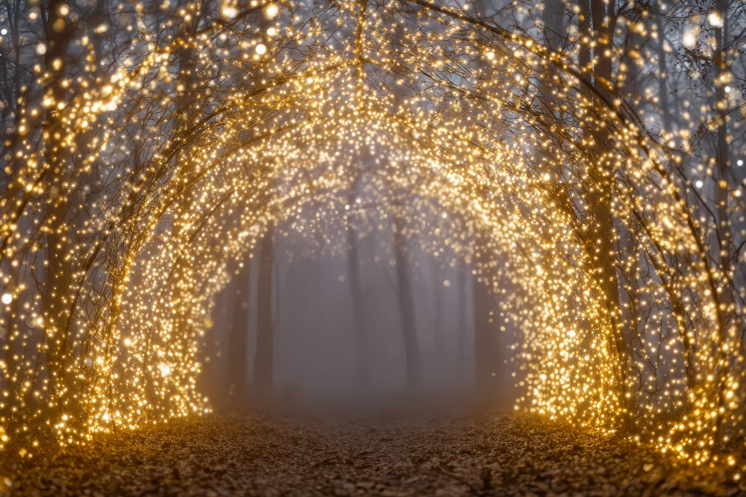Night Forest Backdrop Golden Lights Enchanted Arch Fantasy Forest Backdrop UK TWW59-154