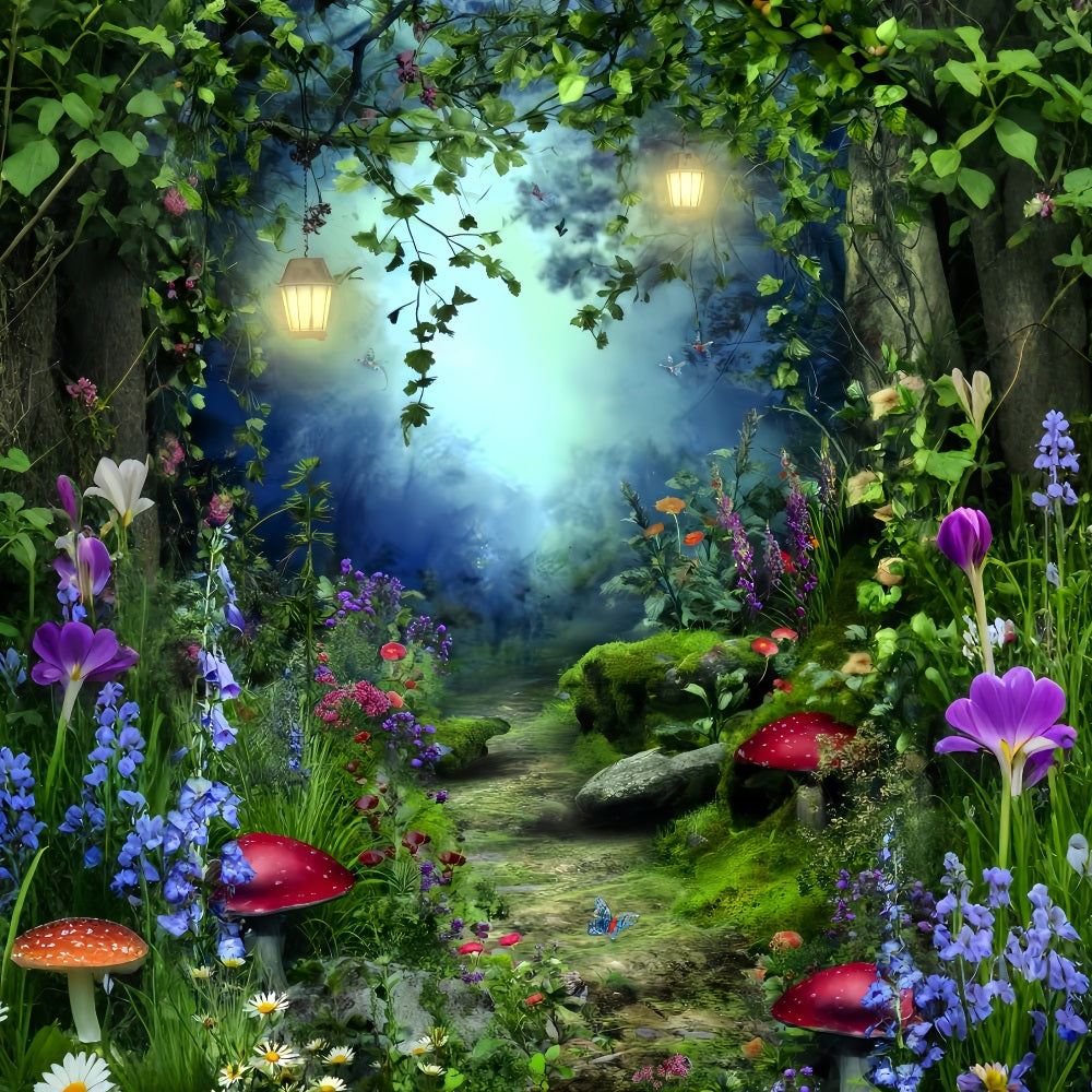 Magical Forest Backdrop Fairy Garden Lantern Fairytale Forest Backdrop UK TWW59-156