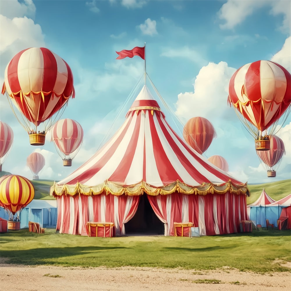 Carnival Tent Backdrop Hot Air Balloons Carnival Pastel Circus Backdrop UK TWW59-16
