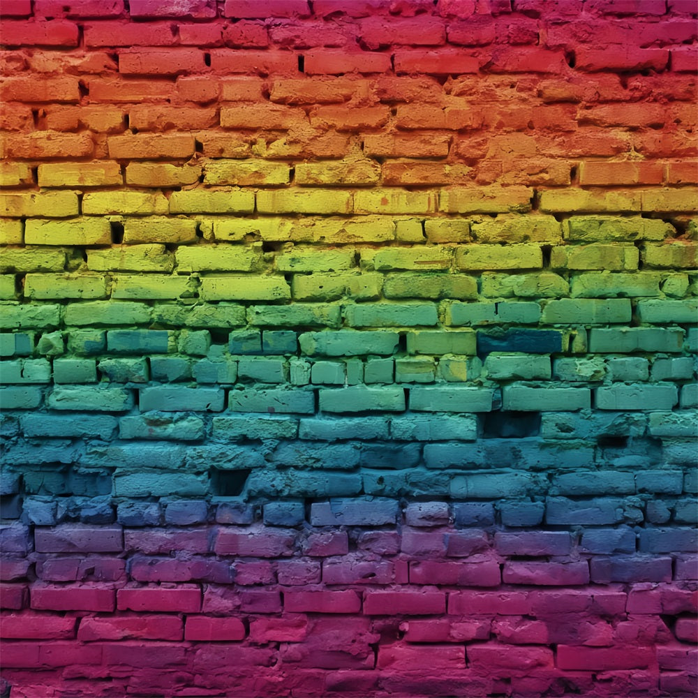 Brick Backdrop Vibrant Rainbow Gradient Wall Brick Backdrops UK TWW59-167