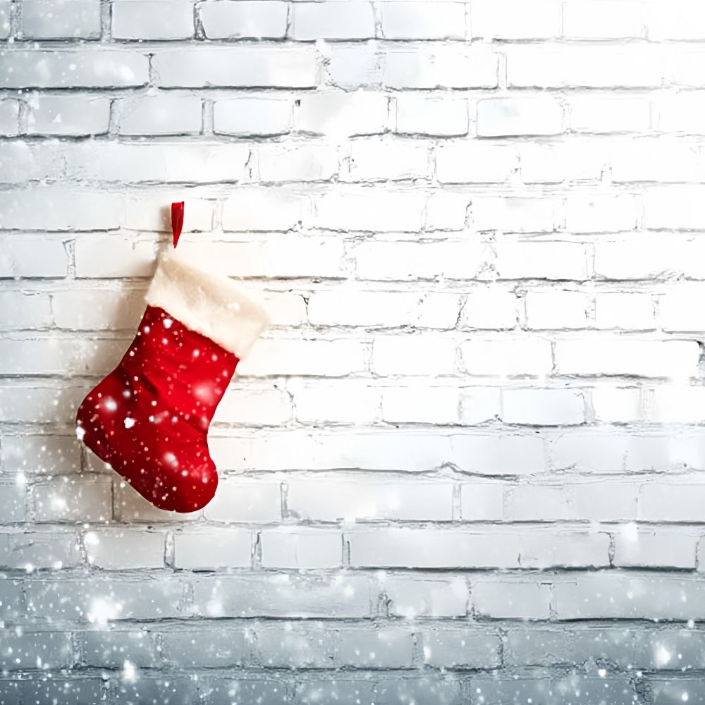 White Brick Backdrop Christmas Stocking White Wall Brick Backdrop UK TWW59-170