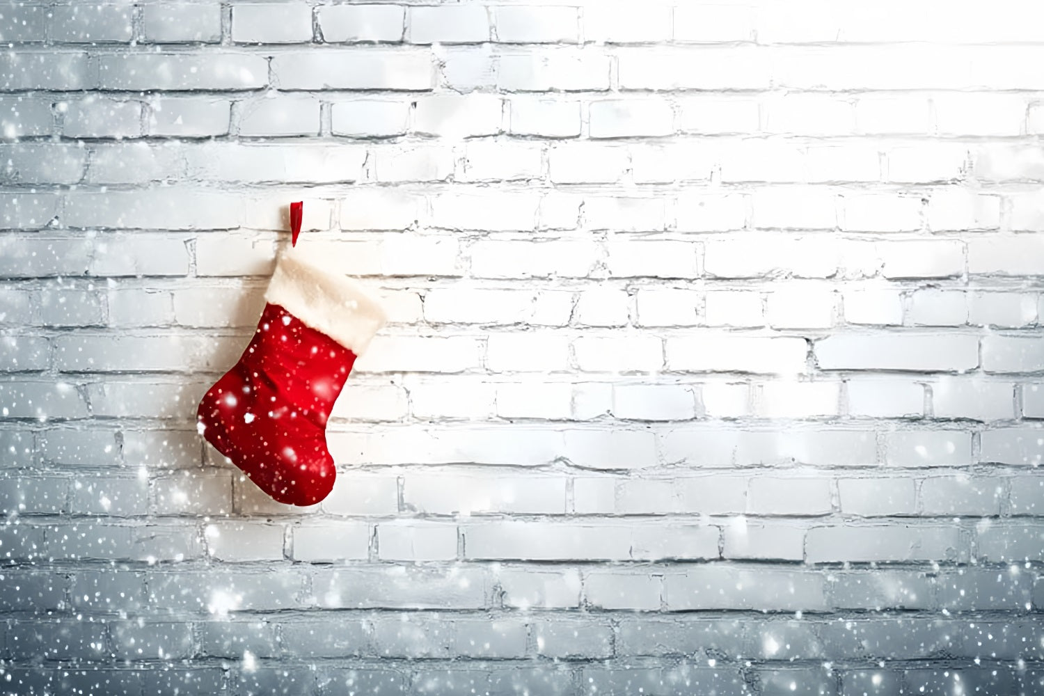 White Brick Backdrop Christmas Stocking White Wall Brick Backdrop UK TWW59-170