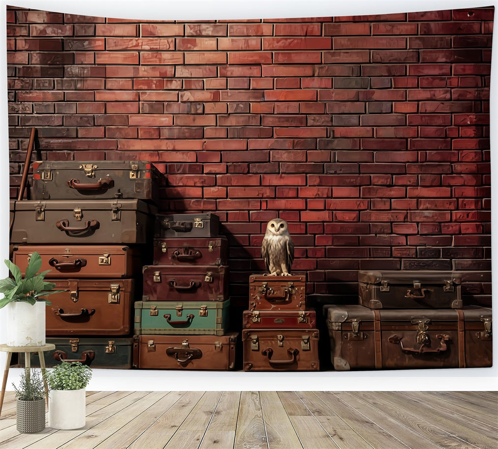 Brick Photography Backdrop Luggage Stacked Red Wall Brick Backdrops UK TWW59-175