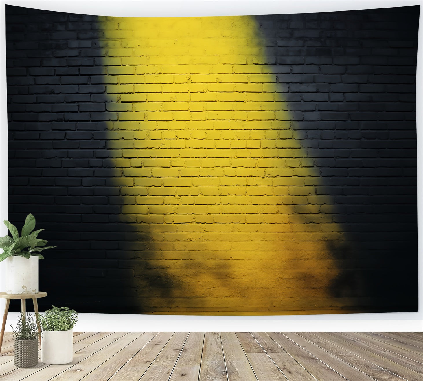 Brick Photo Backdrop Yellow Spotlight Brick Illumination Brick Wall Backdrop UK TWW59-179