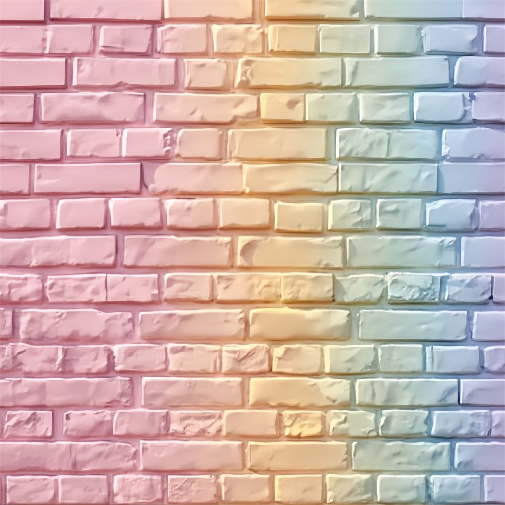 Brick Wall Photo Backdrop Pastel Rainbow Gradient Wall Brick Backdrop UK TWW59-180