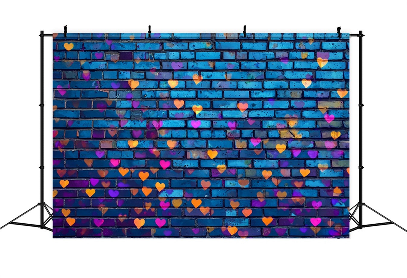 Brick Backdrop Photography Blue Wall Colorful Heart Graffiti Brick Backdrop UK TWW59-181