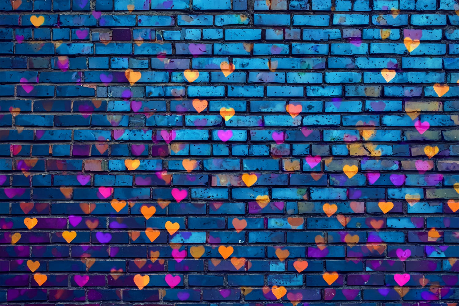 Brick Backdrop Photography Blue Wall Colorful Heart Graffiti Brick Backdrop UK TWW59-181