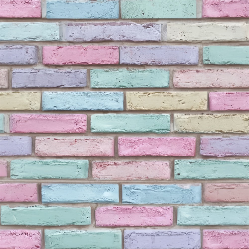 Brick Backdrop Pastel Multicolor Painted Wall Brick Photo Backdrop UK TWW59-189