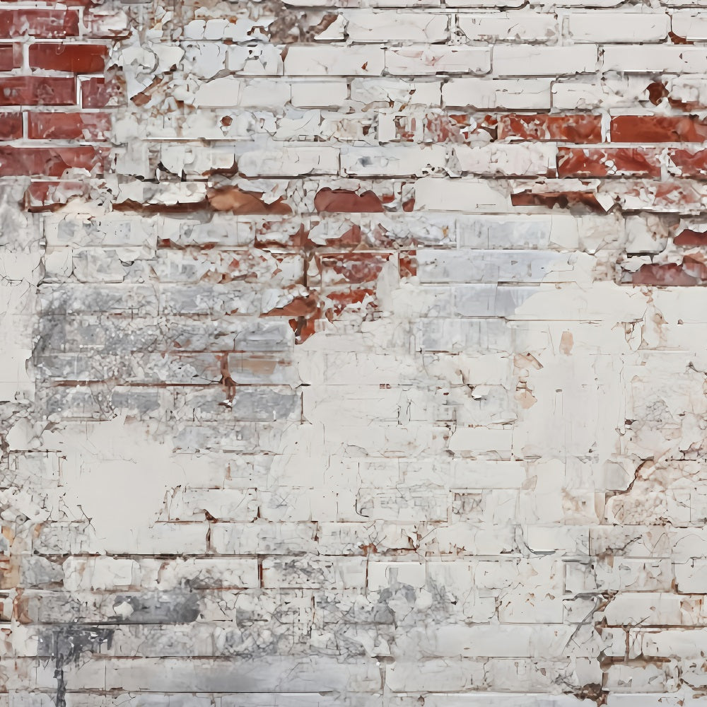 Brick Wall Photo Backdrop Peeling White Faded Brick Wall Brick Backdrop UK TWW59-192