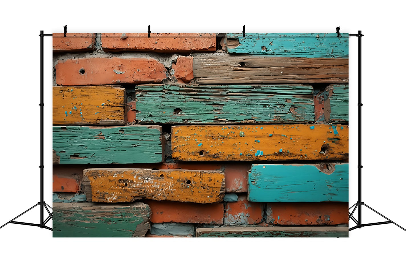 Brick Backdrops Weathered Painted Wooden Wall Brick Wall Photo Backdrop UK TWW59-194
