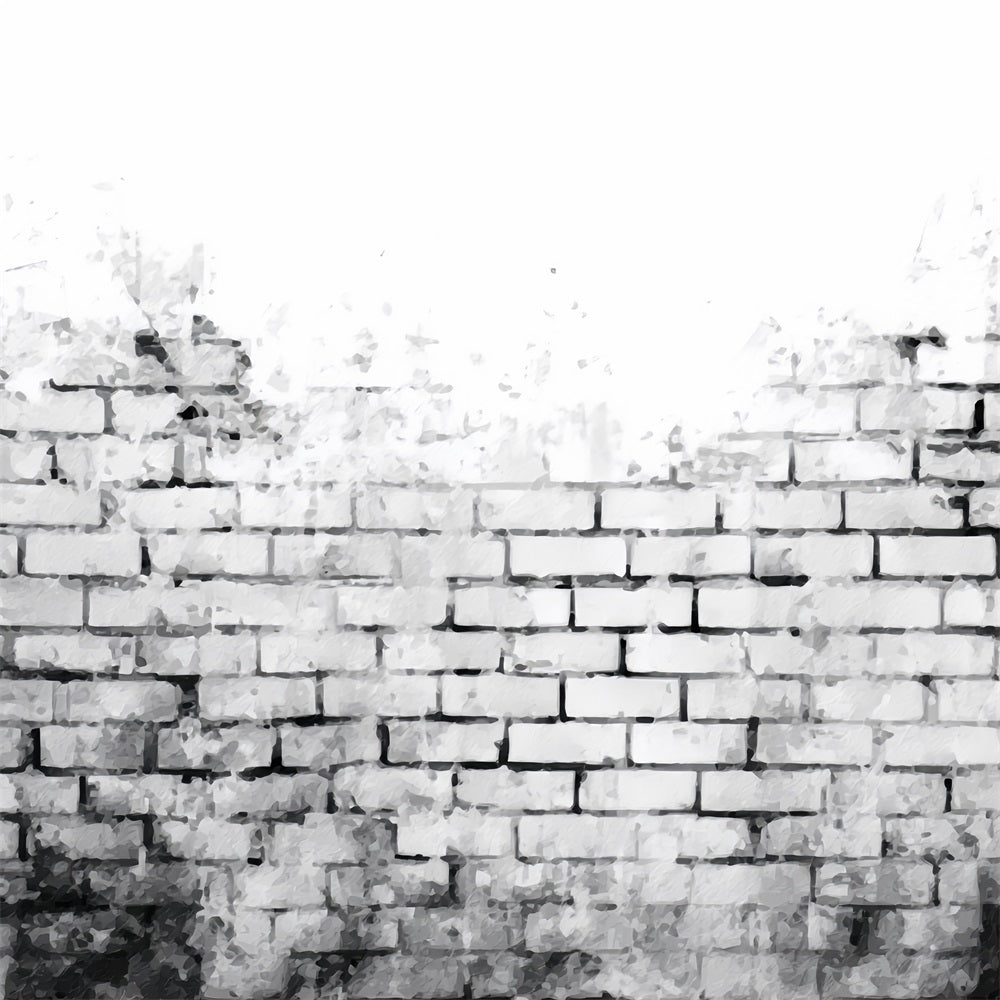 Brick Photography Backdrop Black White Watercolor Wall Brick Backdrops UK TWW59-196