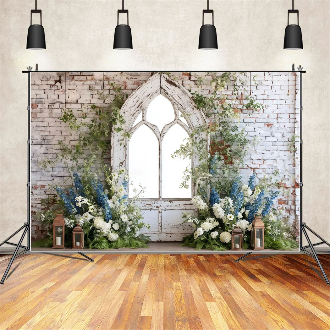 Brick Photo Backdrop Rustic Arch Floral Decor Brick Backdrop UK TWW59-202