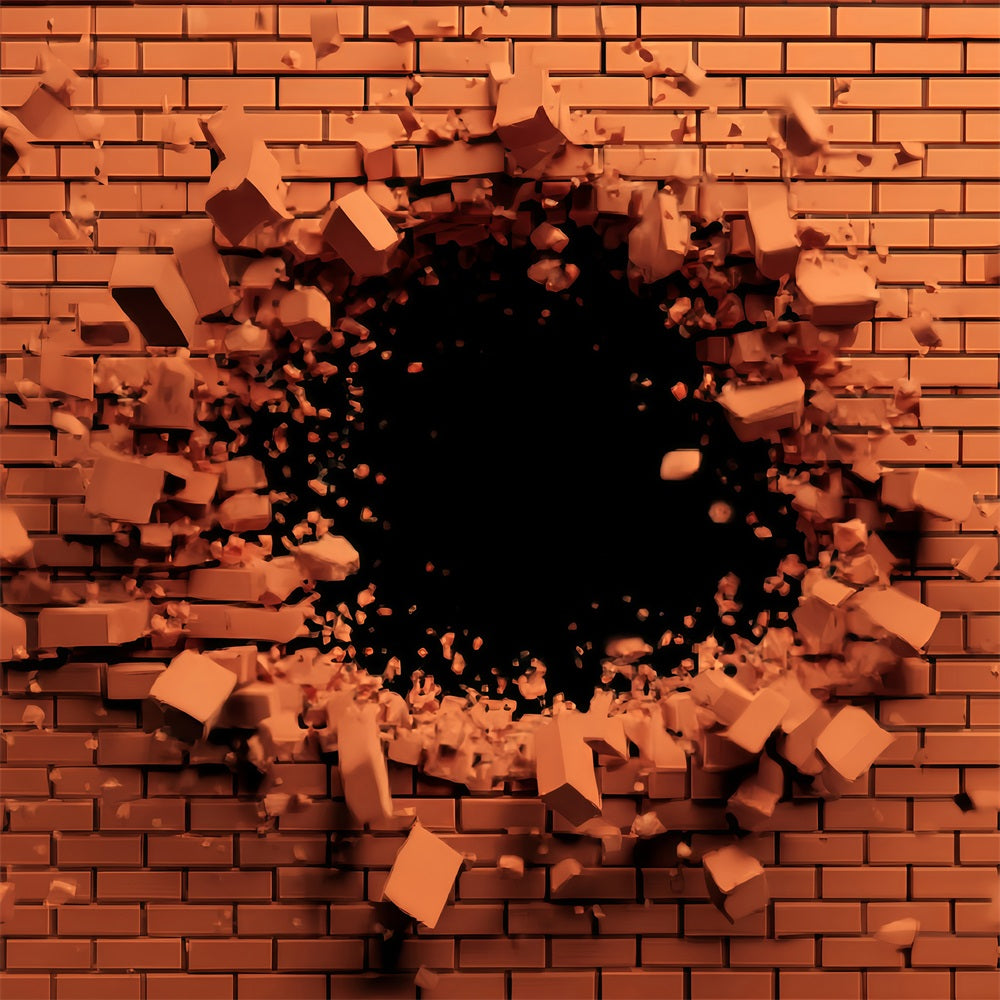 Red Brick Wall Backdrop Exploding Red Brick Impact Brick Backdrop UK TWW59-203