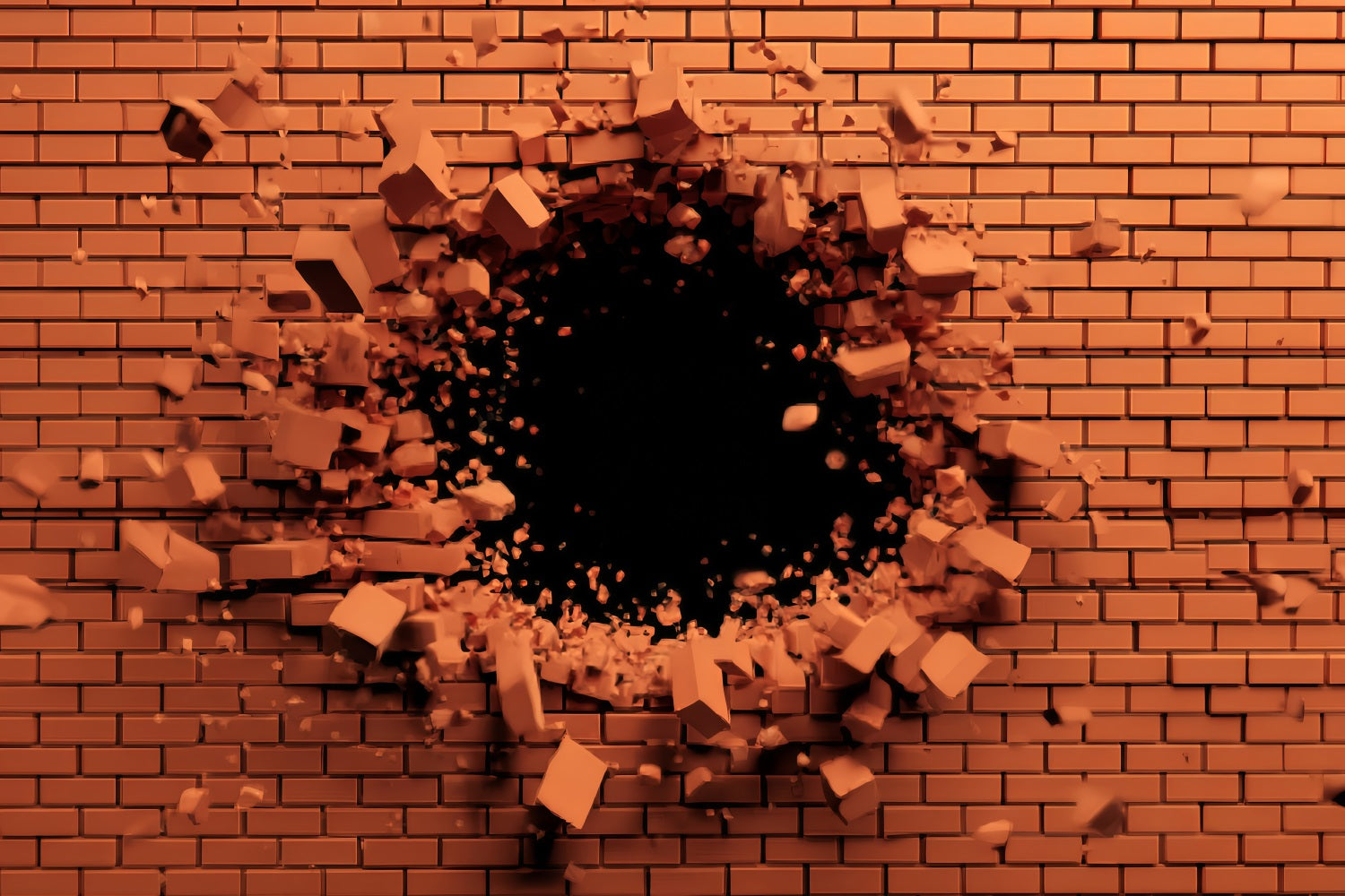 Red Brick Wall Backdrop Exploding Red Brick Impact Brick Backdrop UK TWW59-203