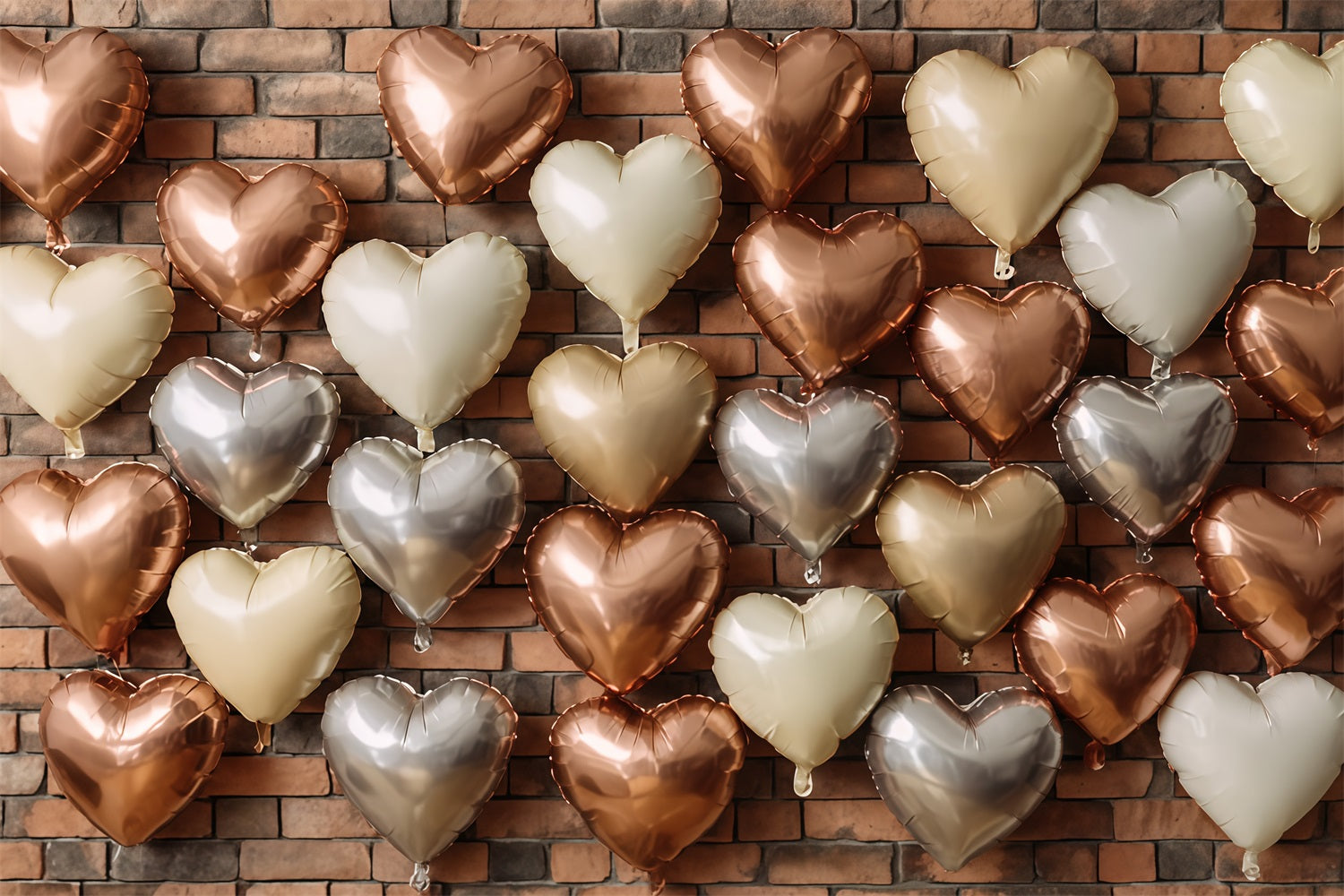 Brick Wall Backdrops Metallic Heart Balloon Wall Brick Backdrop UK TWW59-206