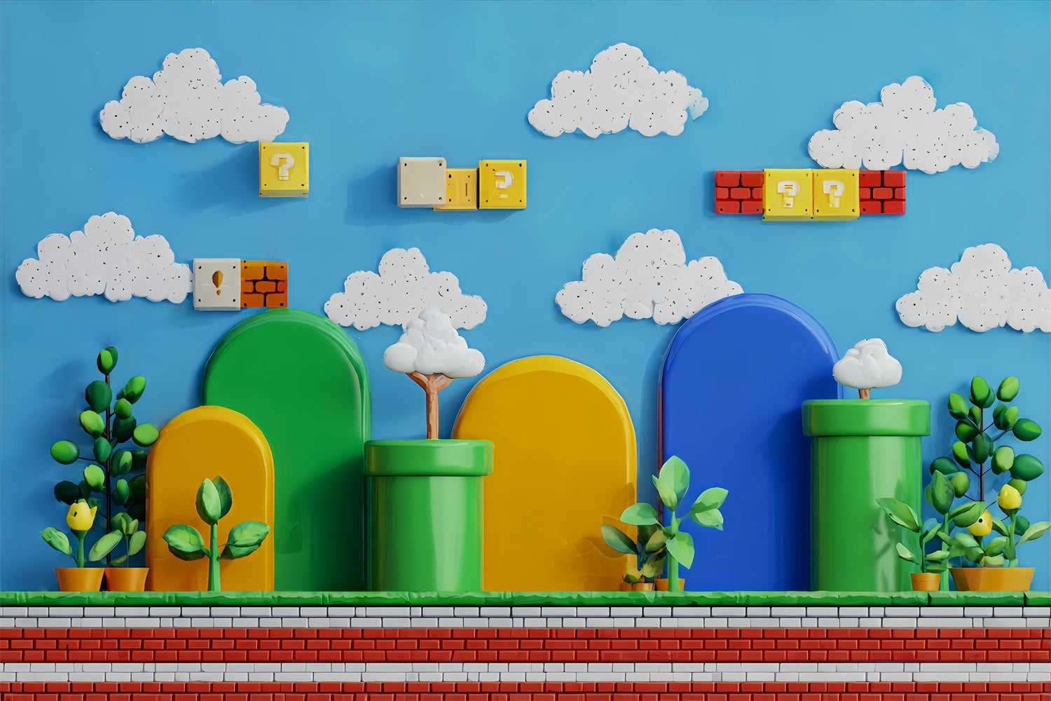 Preschool Backdrop Retro Cartoon Game World Back To School Backdrop UK TWW59-208