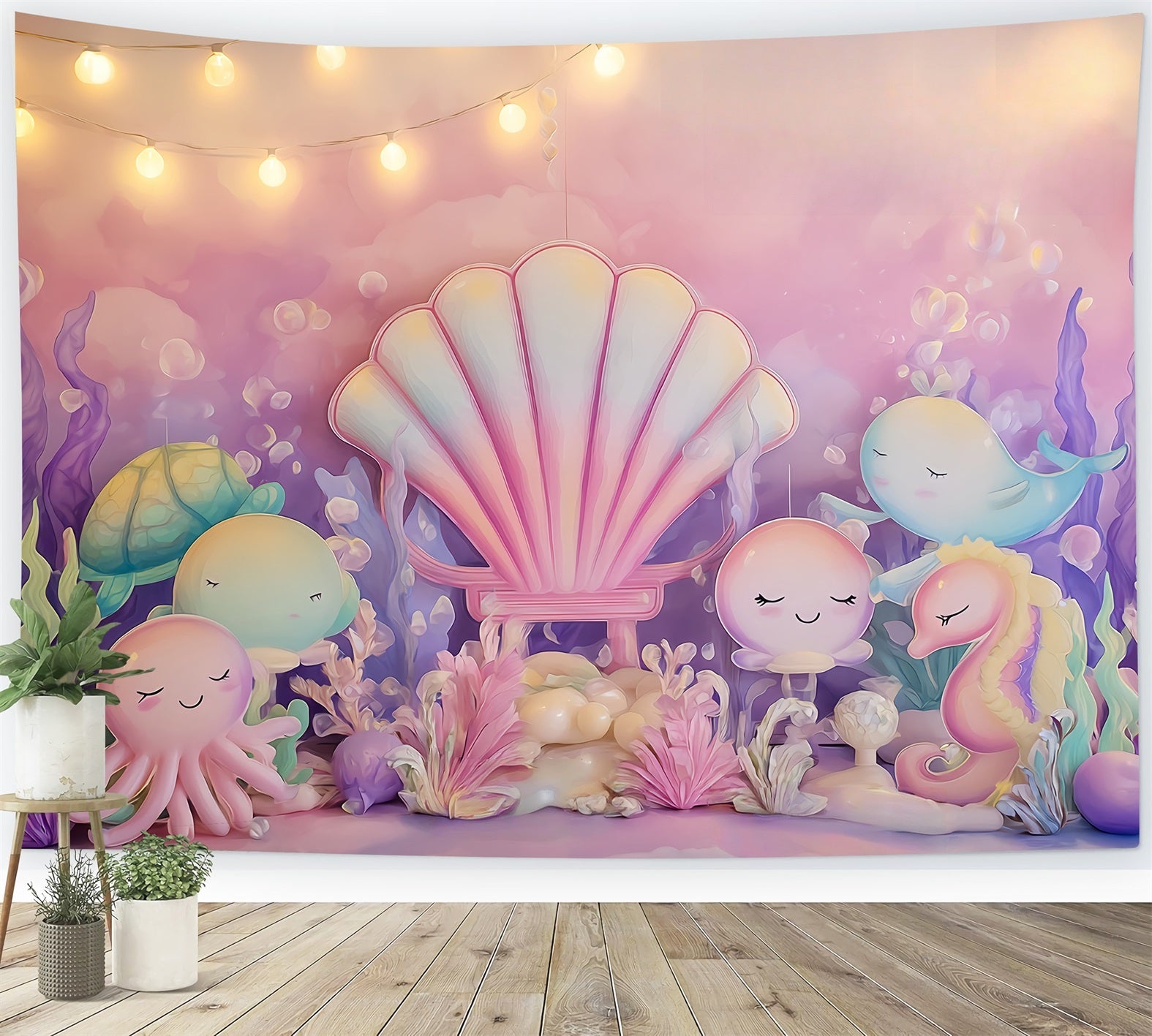 Cake Photography Backdrops Undersea Pastel Ocean Friends Cake Smash Backdrop UK TWW59-215