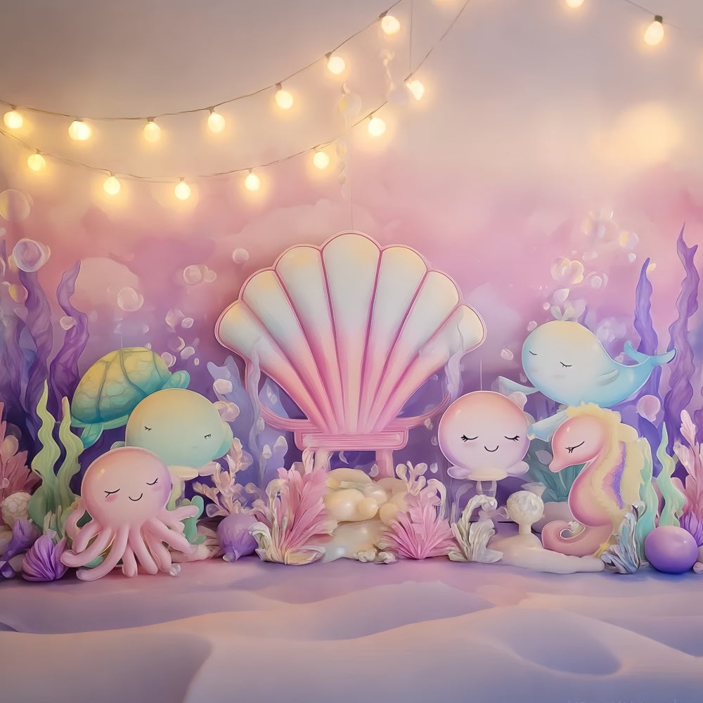 Cake Photography Backdrops Undersea Pastel Ocean Friends Cake Smash Backdrop UK TWW59-215