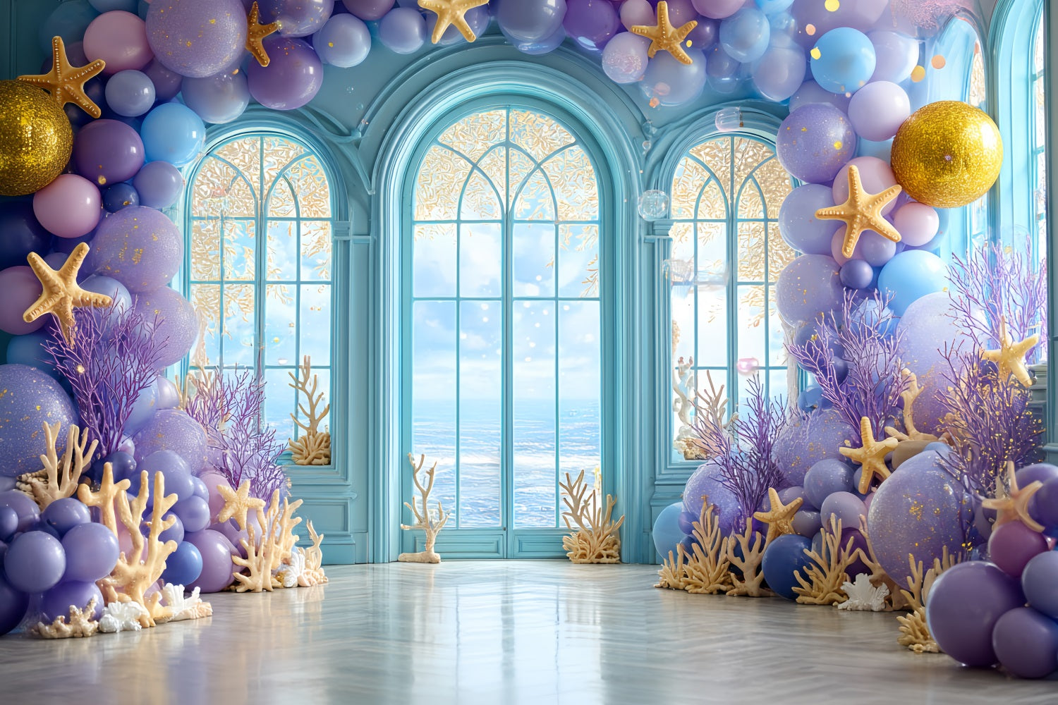 Cake Smash Backdrops Ocean Window Coral Dream Happy Birthday Backdrop UK TWW59-218