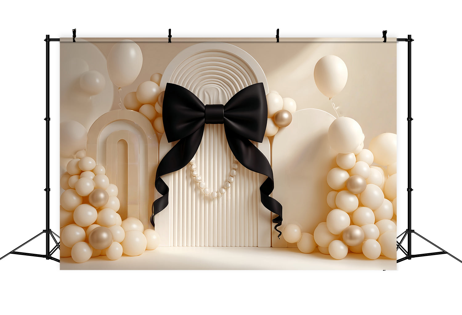 Cake Smash Backdrop Elegant Black Bow Pearl Birthday Backdrop UK TWW59-219