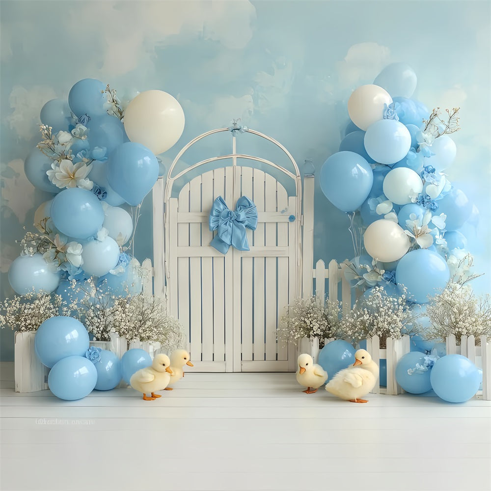 Smash Cake Backdrop Blue Duckling Garden Gate Cake Smash Photography Backdrop UK TWW59-225